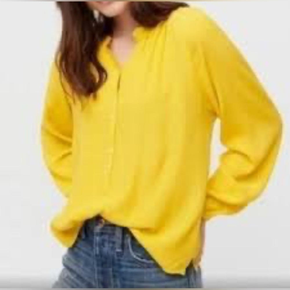 NWT JCREW‎ blouse balon sleeves business casual mustard yellow fall size Small